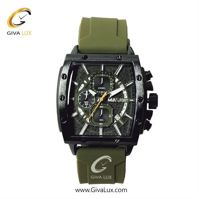 ساعت مچی اورجینال مردانه مکس فورت (MAXFORT) سه موتوره کرنوگراف مشکی | زیتونی| دودی|تیتانیوم-زیتونی| کد رفرنس MX-9463-2