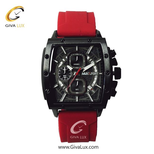 ساعت مچی اورجینال مردانه مکس فورت (MAXFORT) سه موتوره کرنوگراف مشکی | قرمز| مشکی| کد رفرنس MX-9463-2