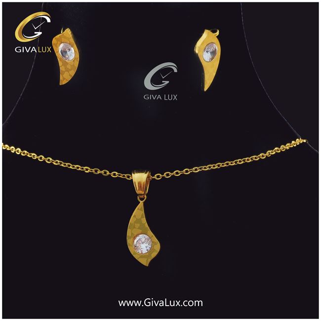 نیم ست زنانه استیل تک نگین 