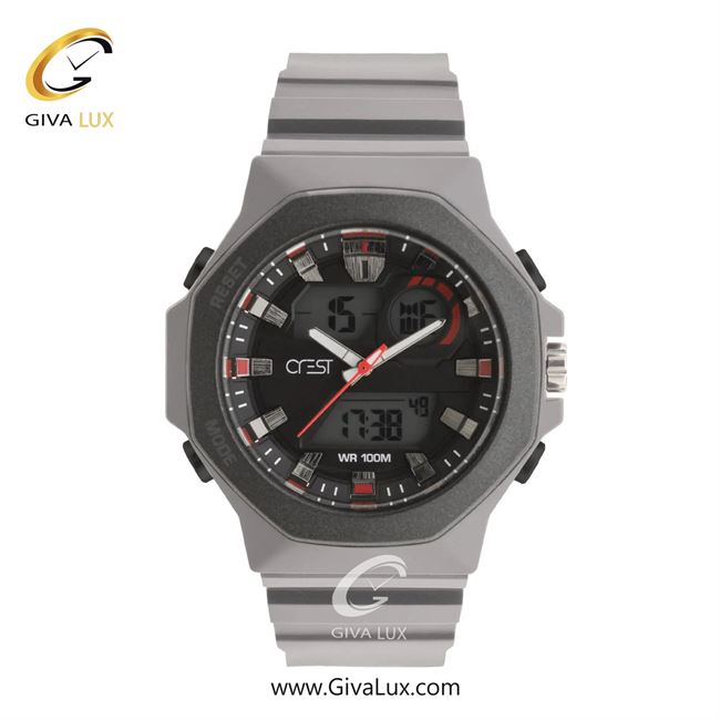 ساعت مچی اورجینال مردانه کرست دو زمانه مشکی-تیتانیوم | تیتانیوم| مشکی| کد رفرنس Crest 9508-3