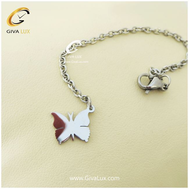 آویز ساعت پروانه نقره ای 