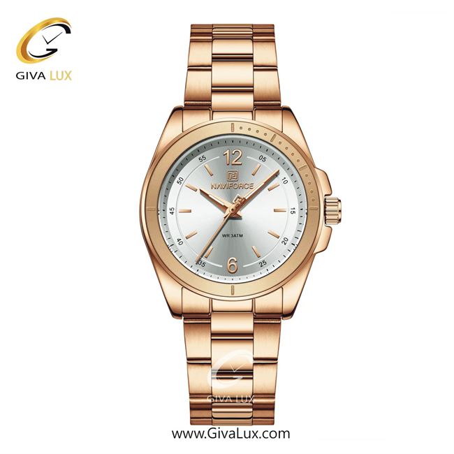 ساعت مچی اورجینال زنانه ناوی فورس|Naviforce|نوی فورس|نیوی فورس رزگلد | رزگلد| نقره ای| کد رفرنس NF5062 RG/W