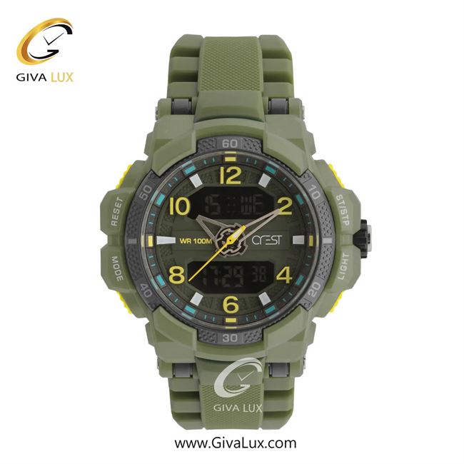 ساعت مچی اورجینال مردانه کرست دو زمانه سبز | سبز| سبز| کد رفرنس Crest 9510-2