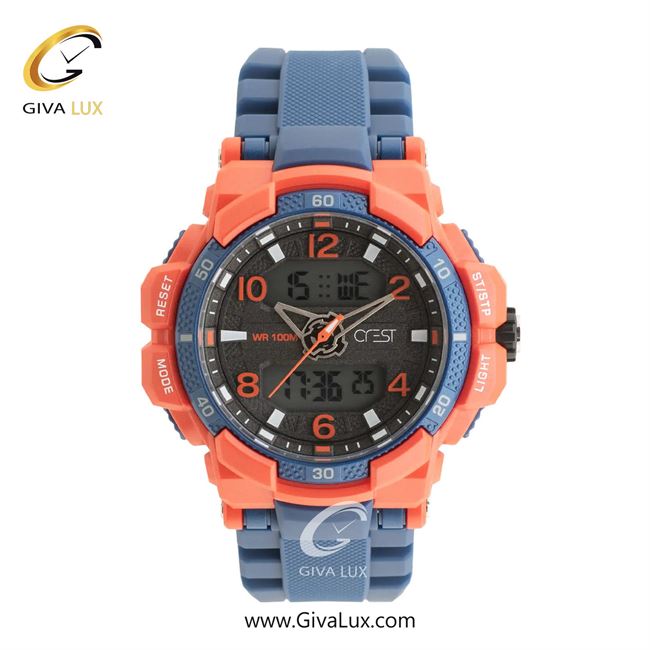 ساعت مچی اورجینال مردانه کرست دو زمانه آبی-قرمز | آبی| مشکی| کد رفرنس Crest 9510-3