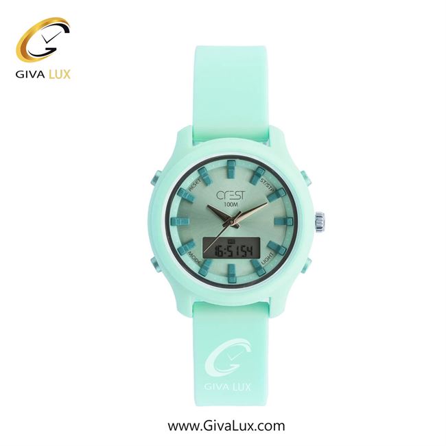 ساعت مچی اورجینال زنانه کرست دو زمانه آبی | آبی| سبزآبی| کد رفرنس Crest 9511-2