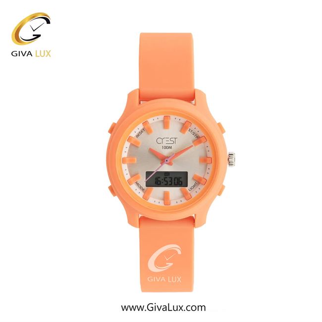 ساعت مچی اورجینال زنانه کرست دو زمانه گلبهی | گلبهی| نقره ای| کد رفرنس Crest 9511-3