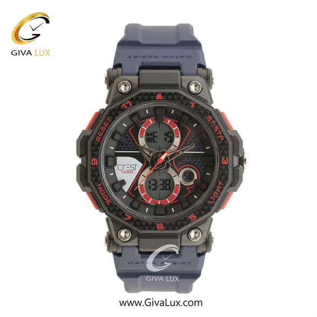 ساعت مچی اورجینال مردانه کرست دو زمانه مشکی | سرمه ای| مشکی| کد رفرنس Crest 9514-2