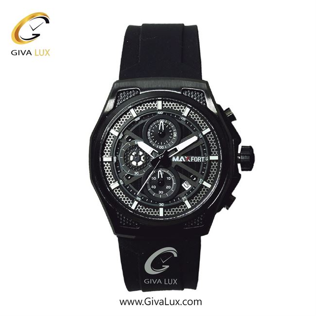 ساعت مچی اورجینال مردانه مکس فورت (MAXFORT) سه موتوره کرنوگراف مشکی | مشکی| مشکی| کد رفرنس MX-9585