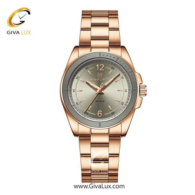 ساعت مچی اورجینال زنانه ناوی فورس|Naviforce|نوی فورس|نیوی فورس رزگلد | رزگلد| طوسی| کد رفرنس NF5062 RG/GY
