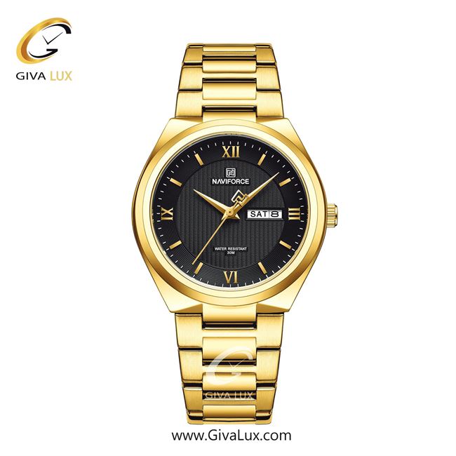 ساعت مچی اورجینال مردانه ناوی فورس|Naviforce|نوی فورس|نیوی فورس طلایی | طلایی| مشکی| کد رفرنس NF8030