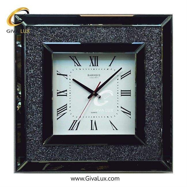 ساعت دیواری اورجینال باروک آینه ای تیتانیوم| کد رفرنس 9905