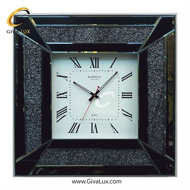 ساعت دیواری اورجینال باروک آینه ای تیتانیوم| کد رفرنس 9985