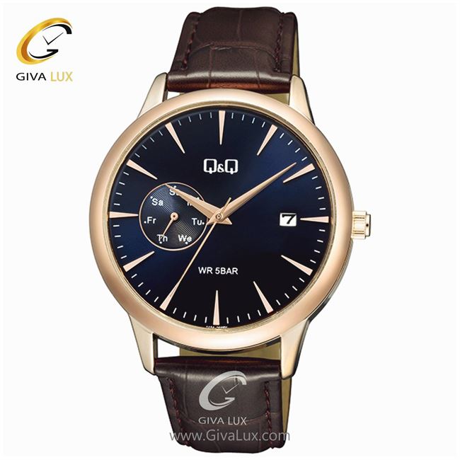 ساعت مچی اورجینال مردانه کیو اند کیو Q&Q طلایی | قهوه ای| سرمه ای| کد رفرنس A12A-003PY