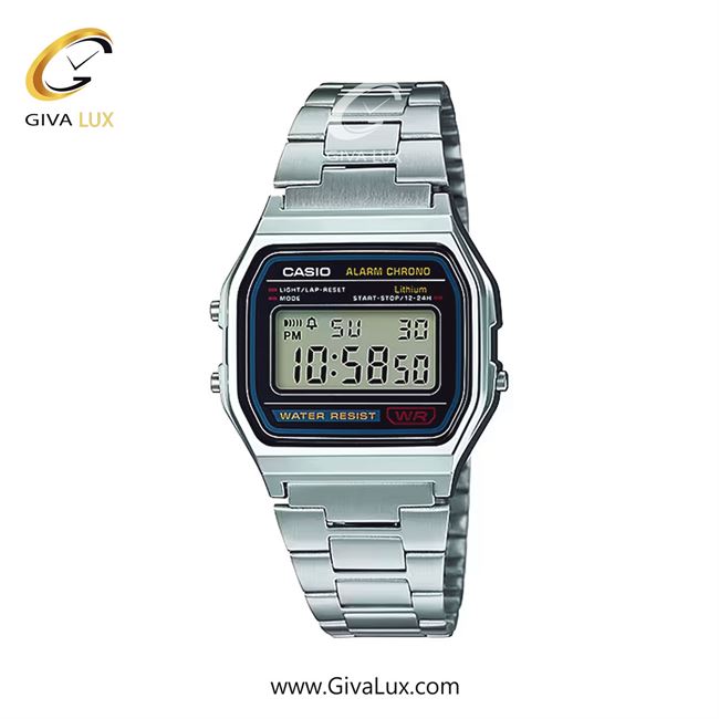 ساعت مچی اورجینال مردانه کاسیو Casio نقره ای | نقره ای| مشکی| کد رفرنس A158WA-1D
