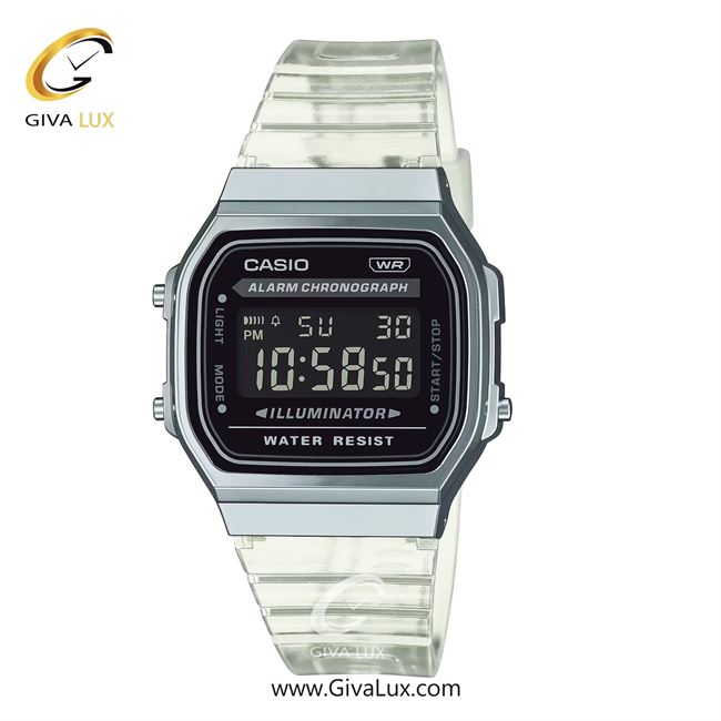 ساعت مچی اورجینال یونیسکس-اسپرت کاسیو Casio نقره ای | شفاف| مشکی| کد رفرنس A168XES-1BDF