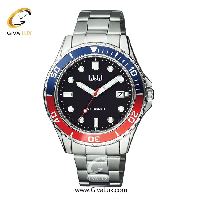 ساعت مچی اورجینال مردانه کیو اند کیو Q&Q نقره ای-قرمز-آبی | نقره ای| مشکی| کد رفرنس A172J222Y