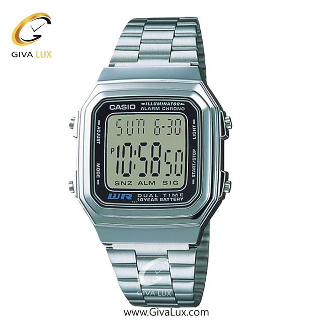 ساعت مچی اورجینال مردانه کاسیو Casio نقره ای | نقره ای| مشکی| کد رفرنس A178WA-1ADF 