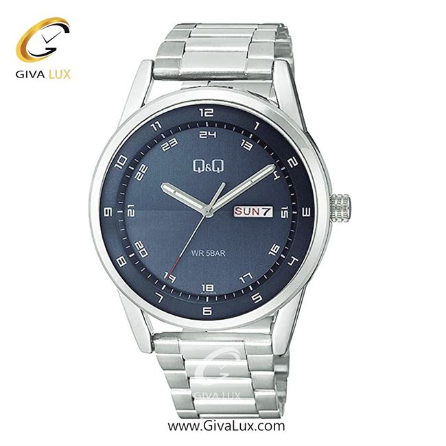 ساعت مچی اورجینال مردانه کیو اند کیو Q&Q نقره ای | نقره ای| سرمه ای| کد رفرنس A210J215Y
