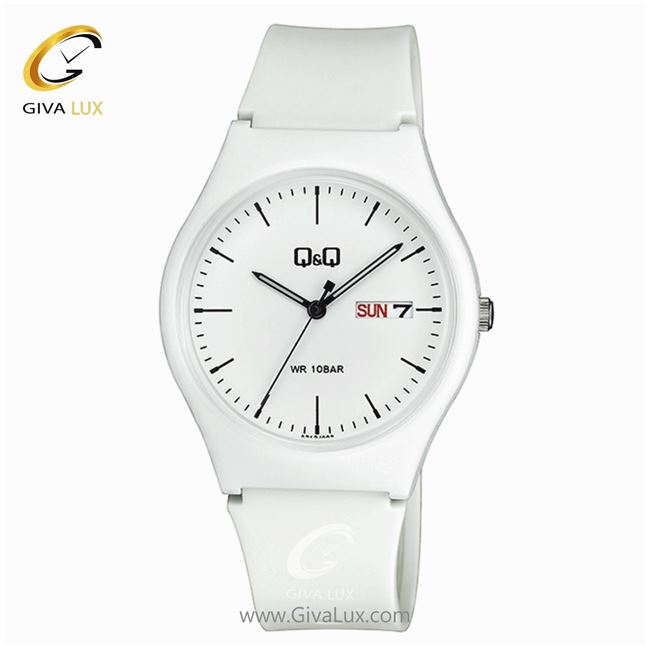 ساعت مچی اسپرت بند پی یو سفید کیو اند کیو A212J002Y