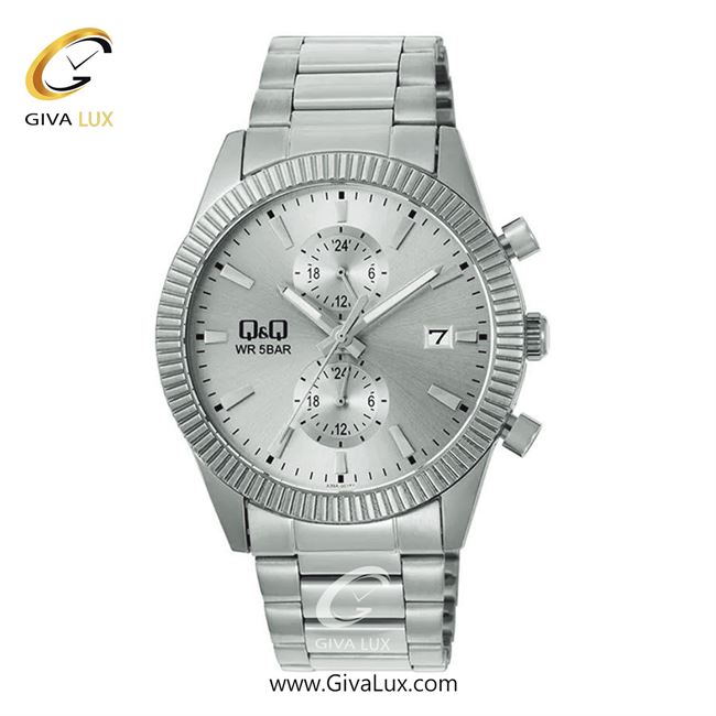ساعت مچی اورجینال مردانه کیو اند کیو Q&Q سه موتوره کرنوگراف نقره ای | نقره ای| نقره ای| کد رفرنس A39A-001PY