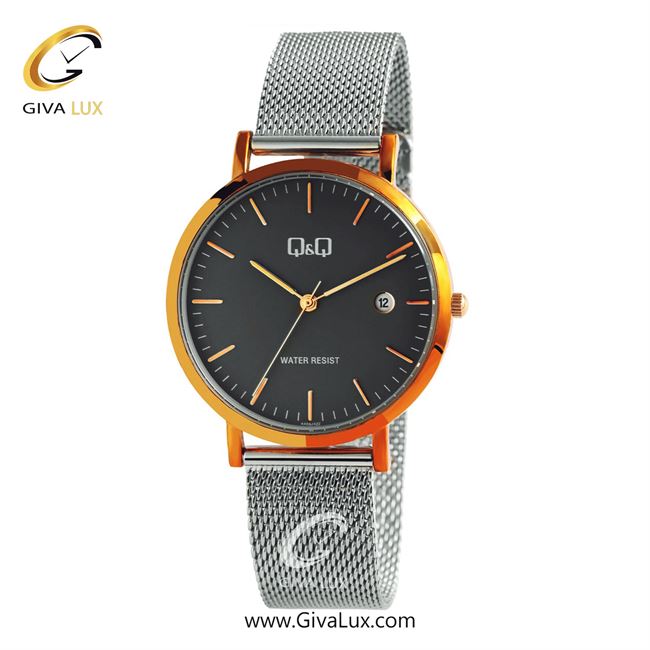 ساعت مچی اورجینال مردانه کیو اند کیو Q&Q مسی | نقره ای| مشکی| کد رفرنس A466J422Y
