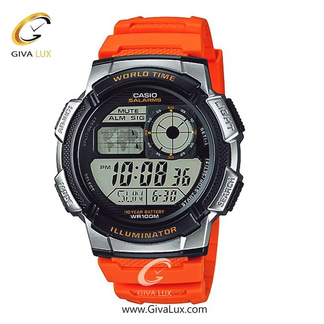 ساعت مچی اورجینال مردانه کاسیو Casio مشکی-نقره ای | نارنجی| مشکی| کد رفرنس AE-1000W-4BVDF