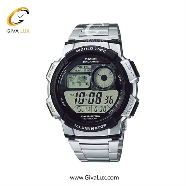 ساعت مچی اورجینال مردانه کاسیو Casio نقره ای | نقره ای| مشکی| کد رفرنس AE-1000WD-1A