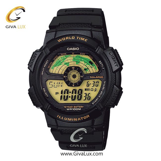 ساعت مچی اورجینال مردانه کاسیو Casio مشکی | مشکی| مشکی| کد رفرنس AE-1100W-1BVDF