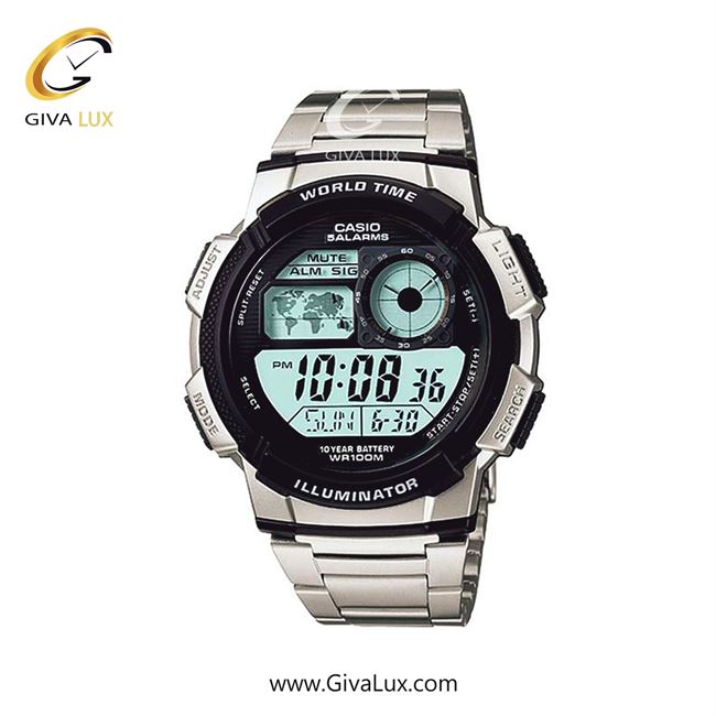 ساعت مچی اورجینال مردانه کاسیو Casio نقره ای | نقره ای| مشکی| کد رفرنس AE-1100WD-1A