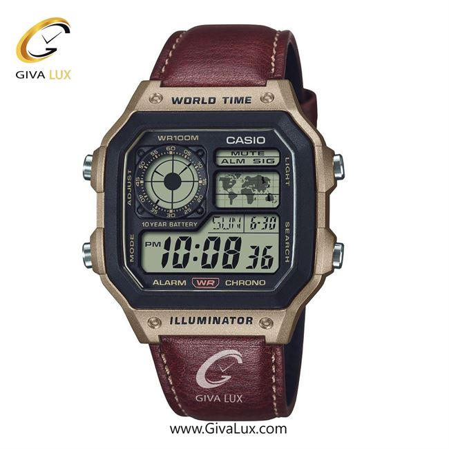 ساعت مچی اورجینال مردانه کاسیو Casio کرم | قهوه ای| مشکی| کد رفرنس AE-1200WHL-5AVDF