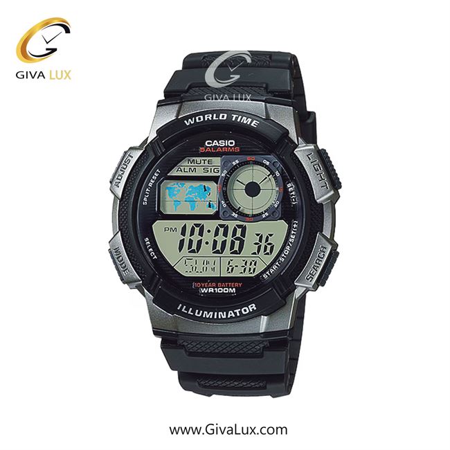 ساعت مچی اورجینال مردانه کاسیو Casio مشکی-نقره ای | مشکی| مشکی| کد رفرنس AE-1000W-1BV