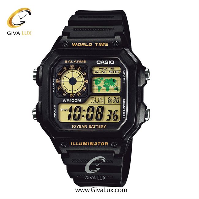 ساعت مچی اورجینال اسپرت-مردانه کاسیو Casio مشکی | مشکی| مشکی| کد رفرنس AE-1200WH-1B