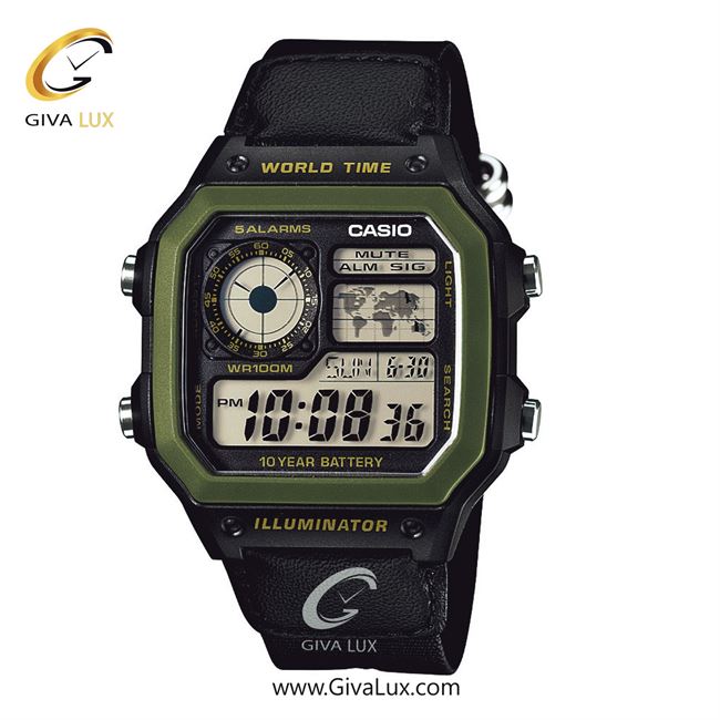 ساعت مچی اورجینال مردانه کاسیو Casio سبز | مشکی| مشکی| کد رفرنس AE-1200WHB-1B