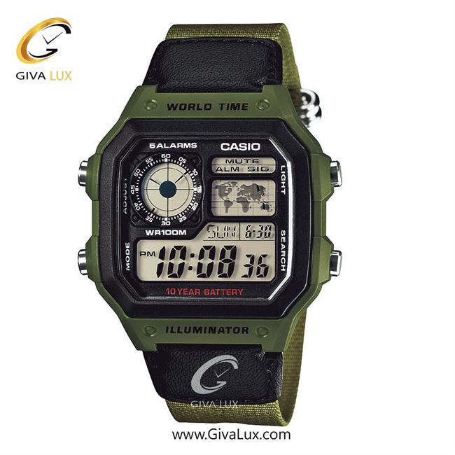 ساعت مچی اورجینال مردانه کاسیو Casio سبز | سبز| مشکی| کد رفرنس AE-1200WHB-3B