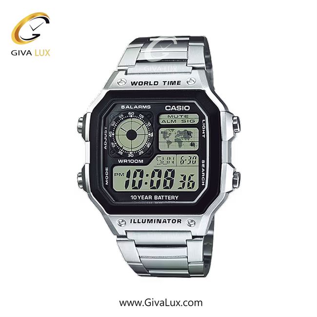 ساعت مچی اورجینال مردانه کاسیو Casio نقره ای | نقره ای| مشکی| کد رفرنس AE-1200WHD-1A
