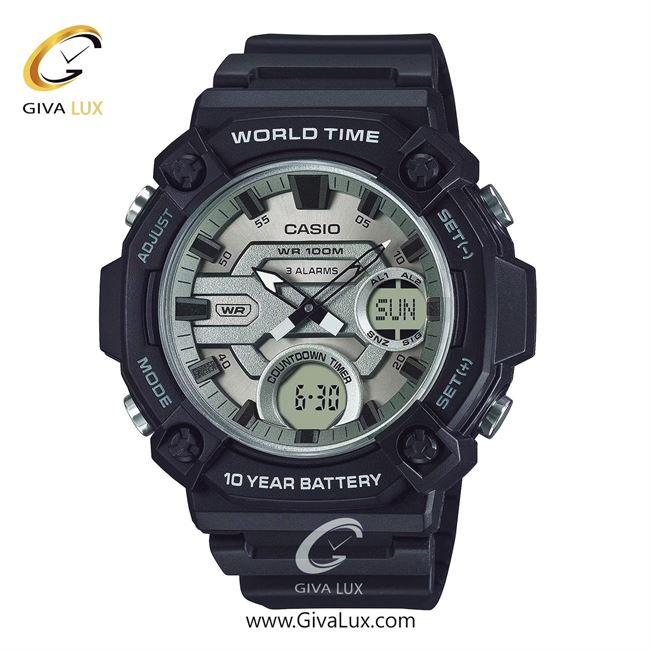 ساعت مچی اورجینال اسپرت-مردانه کاسیو Casio دو زمانه مشکی | مشکی| نقره ای| کد رفرنس AEQ-120W-7AVDF