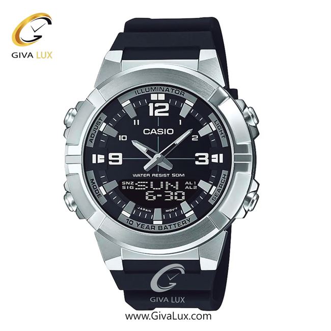 ساعت مچی اورجینال اسپرت-مردانه کاسیو Casio دو زمانه نقره ای | مشکی| مشکی| کد رفرنس AMW-870-1AVDF