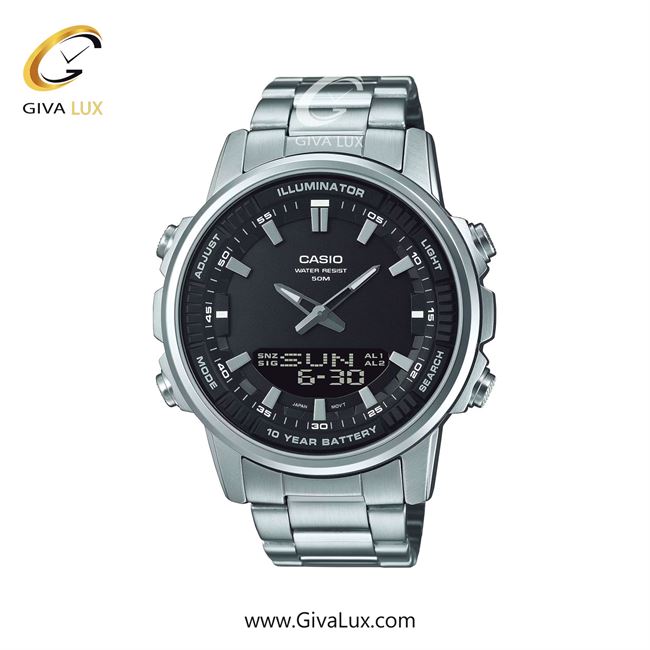 ساعت مچی اورجینال مردانه کاسیو Casio دو زمانه نقره ای | نقره ای| مشکی| کد رفرنس AMW-880D-1AVDF