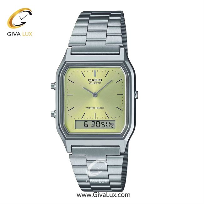 ساعت مچی اورجینال یونیسکس-اسپرت کاسیو Casio دو زمانه نقره ای | نقره ای| زیتونی| کد رفرنس AQ-230A-9AMQYDF