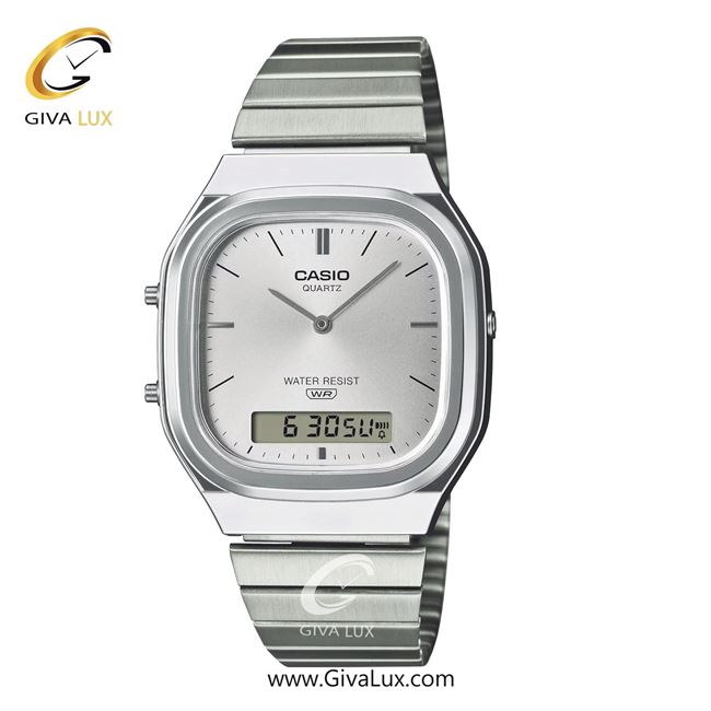 ساعت مچی اورجینال یونیسکس-اسپرت کاسیو Casio دو زمانه نقره ای | نقره ای| نقره ای| کد رفرنس AQ-240E-7ADF 