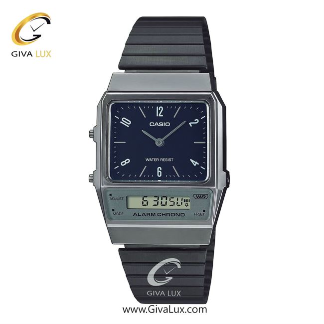 ساعت مچی اورجینال یونیسکس کاسیو Casio دو زمانه طوسی | تیتانیوم| سرمه ای| کد رفرنس AQ-800EB-2ADF