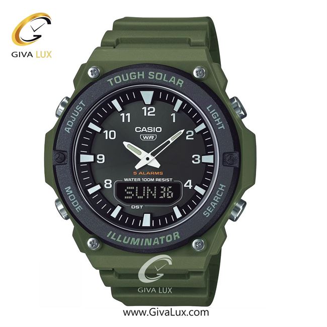ساعت مچی اورجینال مردانه کاسیو Casio دو زمانه سبز-مشکی | مشکی| مشکی| کد رفرنس AQ-S820W-3BVDF