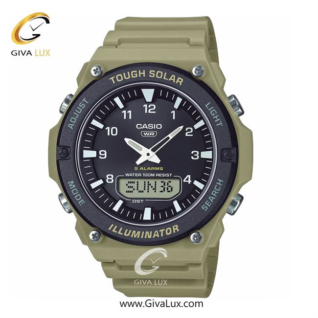 ساعت مچی اورجینال مردانه کاسیو Casio دو زمانه خاکی-مشکی | خاکی| مشکی| کد رفرنس AQ-S820W-5AVDF