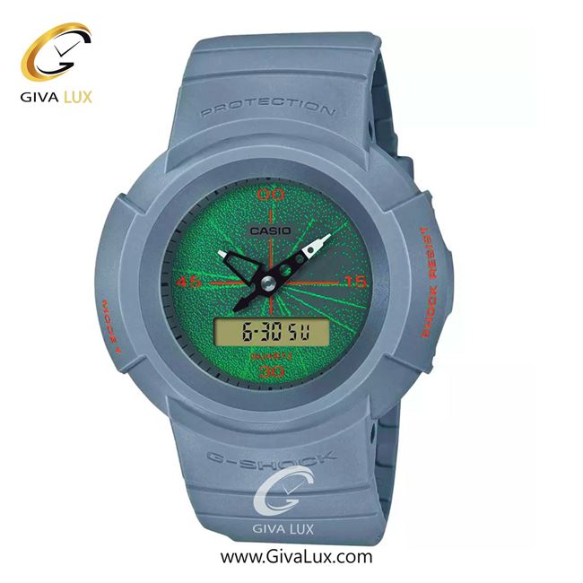 ساعت مچی اورجینال مردانه کاسیو Casio دو زمانه طوسی | طوسی| طوسی-سبز| کد رفرنس جی شاک G-Shock AW-500MNT-8ADR