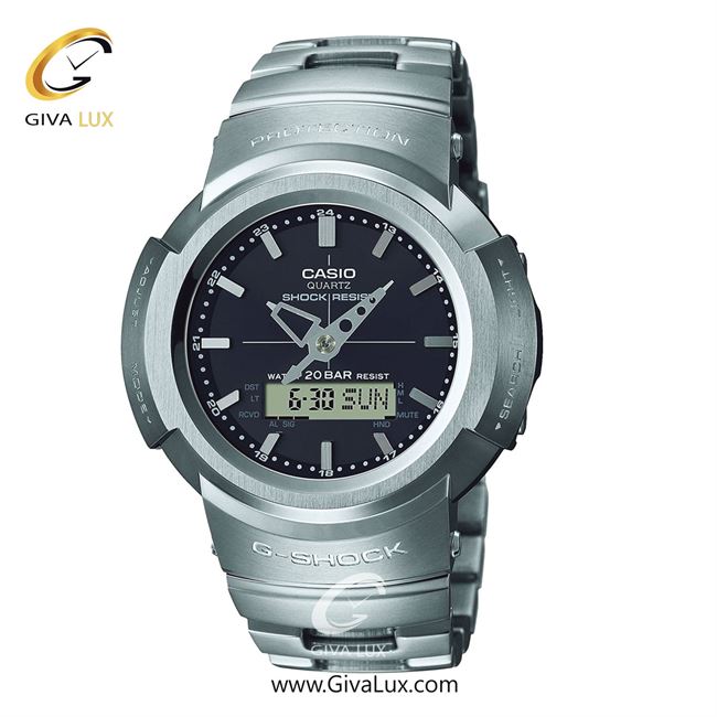 ساعت مچی اورجینال مردانه کاسیو Casio دو زمانه نقره ای | نقره ای| مشکی| کد رفرنس جی شاک G-Shock AWM-500D-1ADR