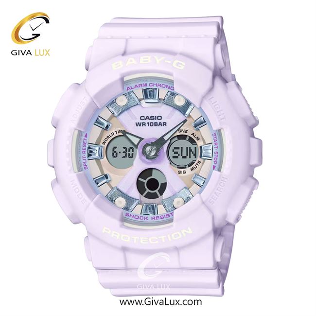 ساعت مچی اورجینال زنانه کاسیو Casio دو زمانه یاسی | یاسی| یاسی| کد رفرنس بیبی جی Baby-G BA-130WP-6ADR