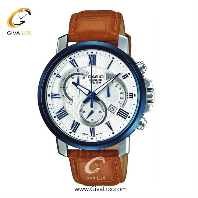 ساعت مچی اورجینال مردانه کاسیو Casio سه موتوره کرنوگراف نقره ای-سرمه ای | عسلی| سفید| کد رفرنس BEM-520BUL-7A2VDF