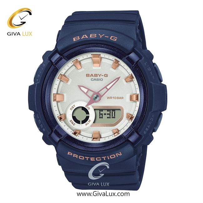 ساعت مچی اورجینال زنانه کاسیو Casio دو زمانه سرمه ای | سرمه ای| سفید| کد رفرنس بیبی جی Baby-G BGA-280BA-2ADR
