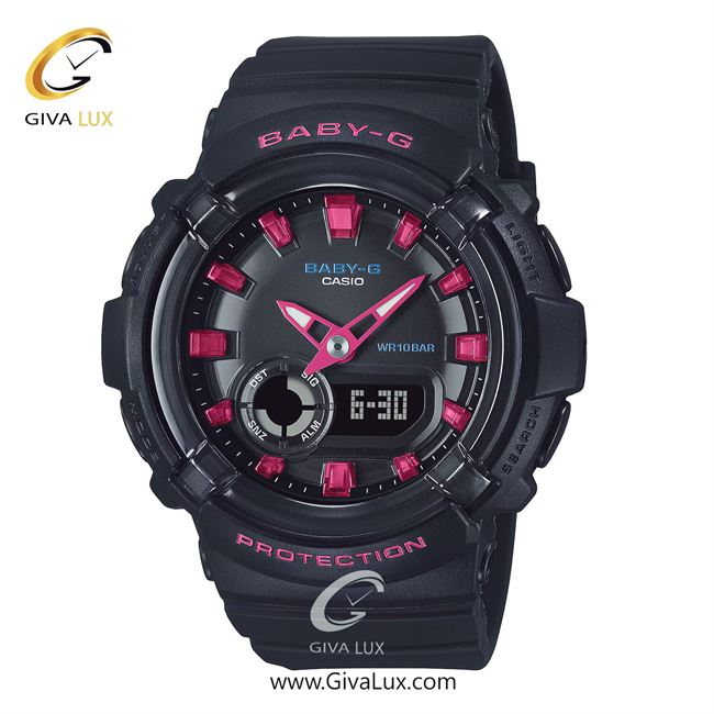 ساعت مچی اورجینال زنانه کاسیو Casio دو زمانه مشکی | مشکی| مشکی| کد رفرنس بیبی جی Baby-G BGA-280DN-1ADR