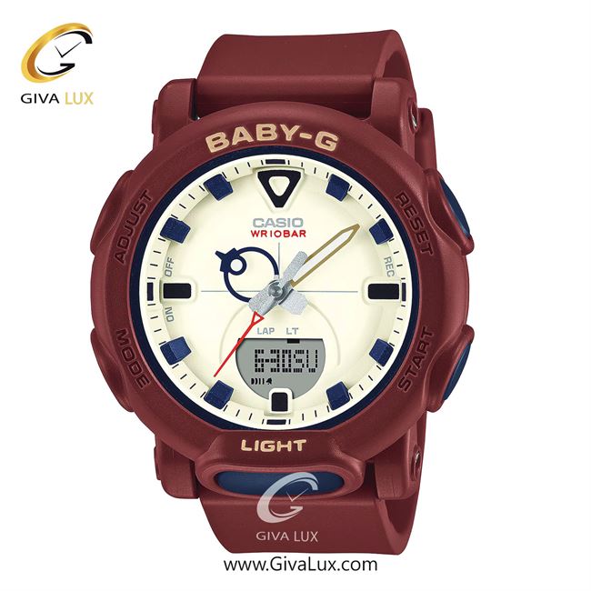 ساعت مچی اورجینال زنانه کاسیو Casio دو زمانه قهوه ای | قهوه ای| شیری| کد رفرنس بیبی جی Baby-G BGA-310RP-4ADR